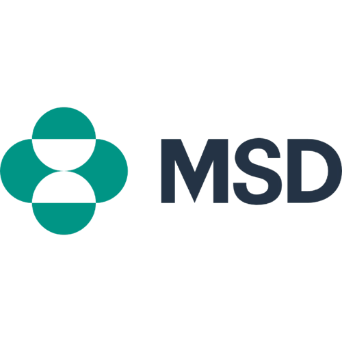 Logotio de la marca MSD de medicación para perros y gatos en la sección la tienda de la clínica veterinaria El Jardín